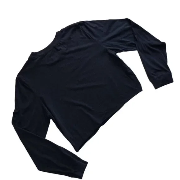 Red Sox Crop Long Sleeve TShirt Blue Women’s Size L - Picture 2 of 16